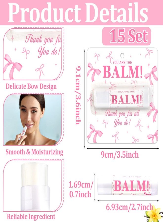 Lonfliness 15 Pack Pink Bow Lip Balm Bulk Coquette Bow Thank You Gifts Appreciation Moisturizing Lip Care Set Valentine's Galentine's Day Bachelorette Party Favor for Women Wedding Bridal Spring Supplies - Image 3
